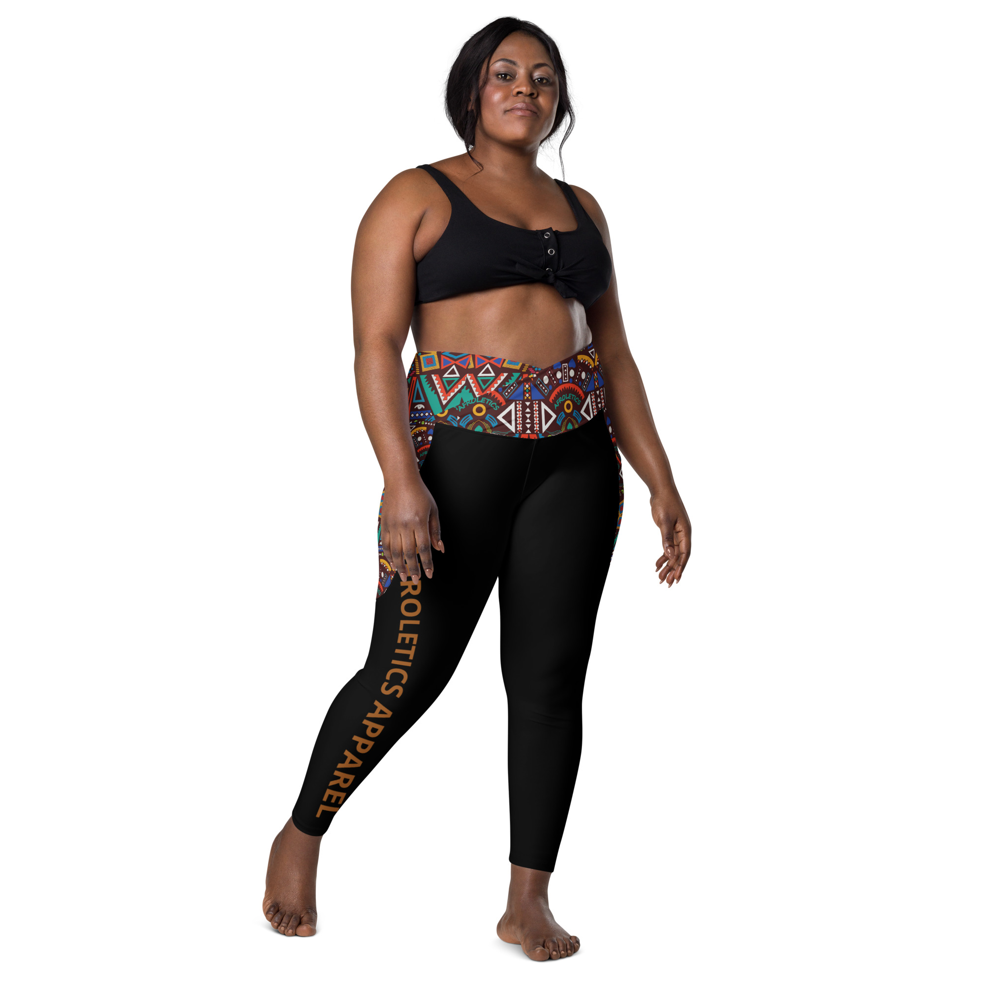 Crossover leggings with pockets - Afroletics Apparel